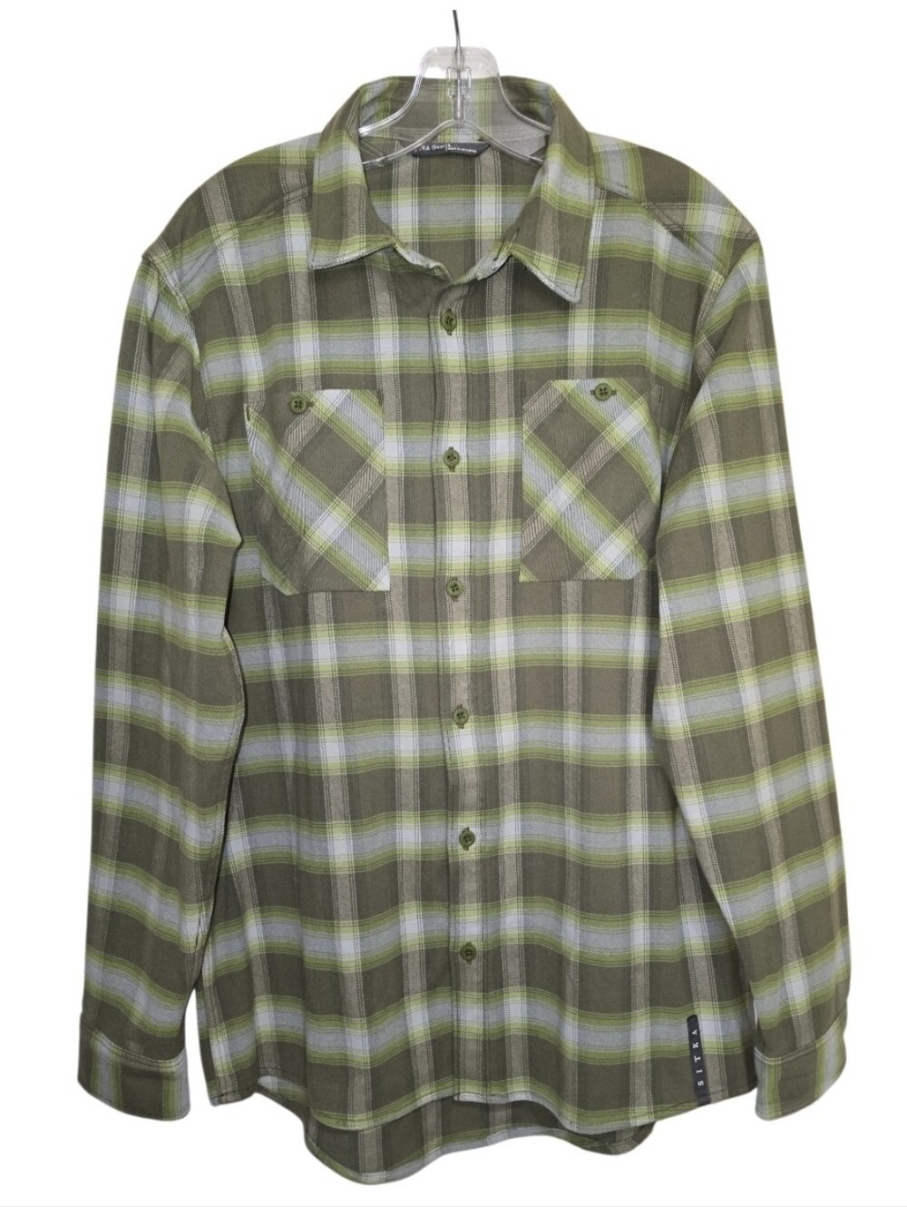 Sitka Gear Riser Flannel Plaid Work Shirt Covert Green Men's Large Long Sleeve - Picture 1 of 9